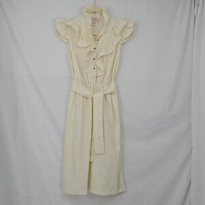 Vanessa Barrantes Shumag Millma Anthropologie Womens Ivory Ruffle Dress XS